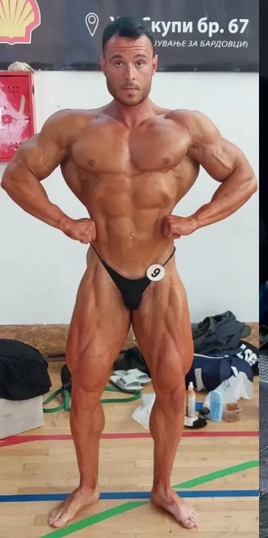 Bozhidar Pecakovski front lat spread at an early competition in Skopje